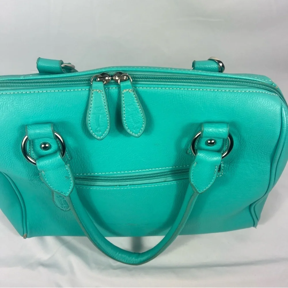 Initials Inc Chic Turquoise Satchel with Tassel Accent